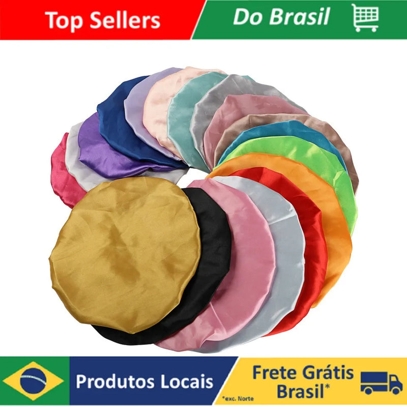 Kit 3 Toucas de Cetim Simples para Proteção dos Cabelos