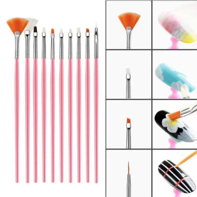 Kit com 15 Pincéis para Unhas Decorativas